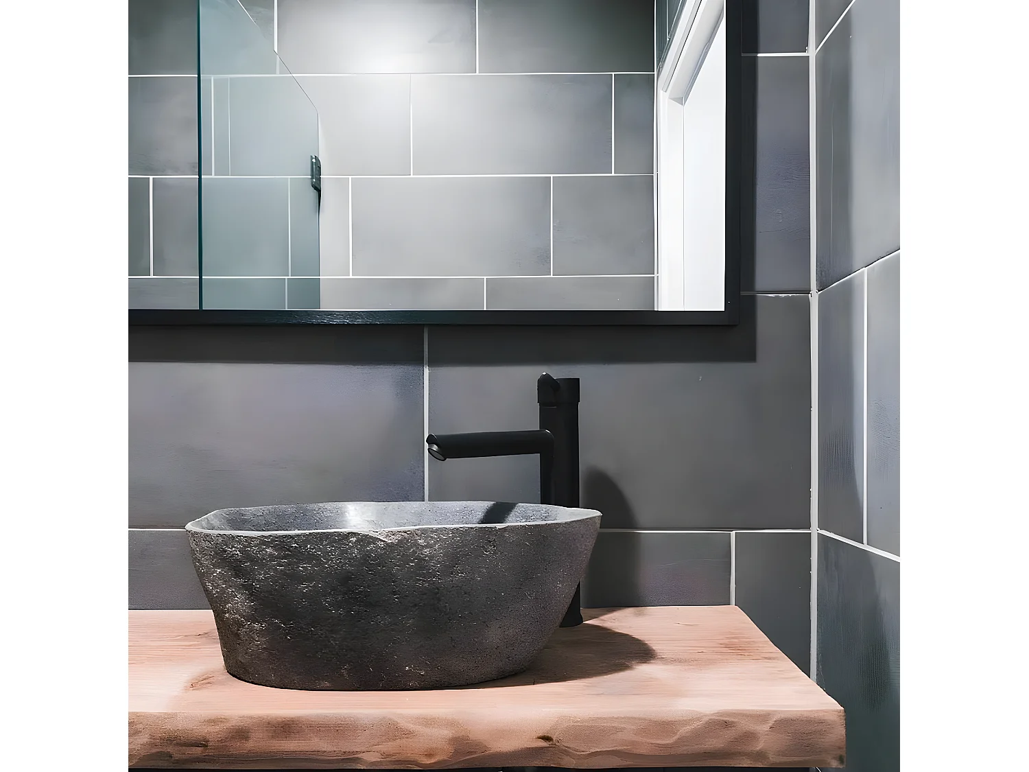 Deco mitigeur lavabo haut noir - Essebagno