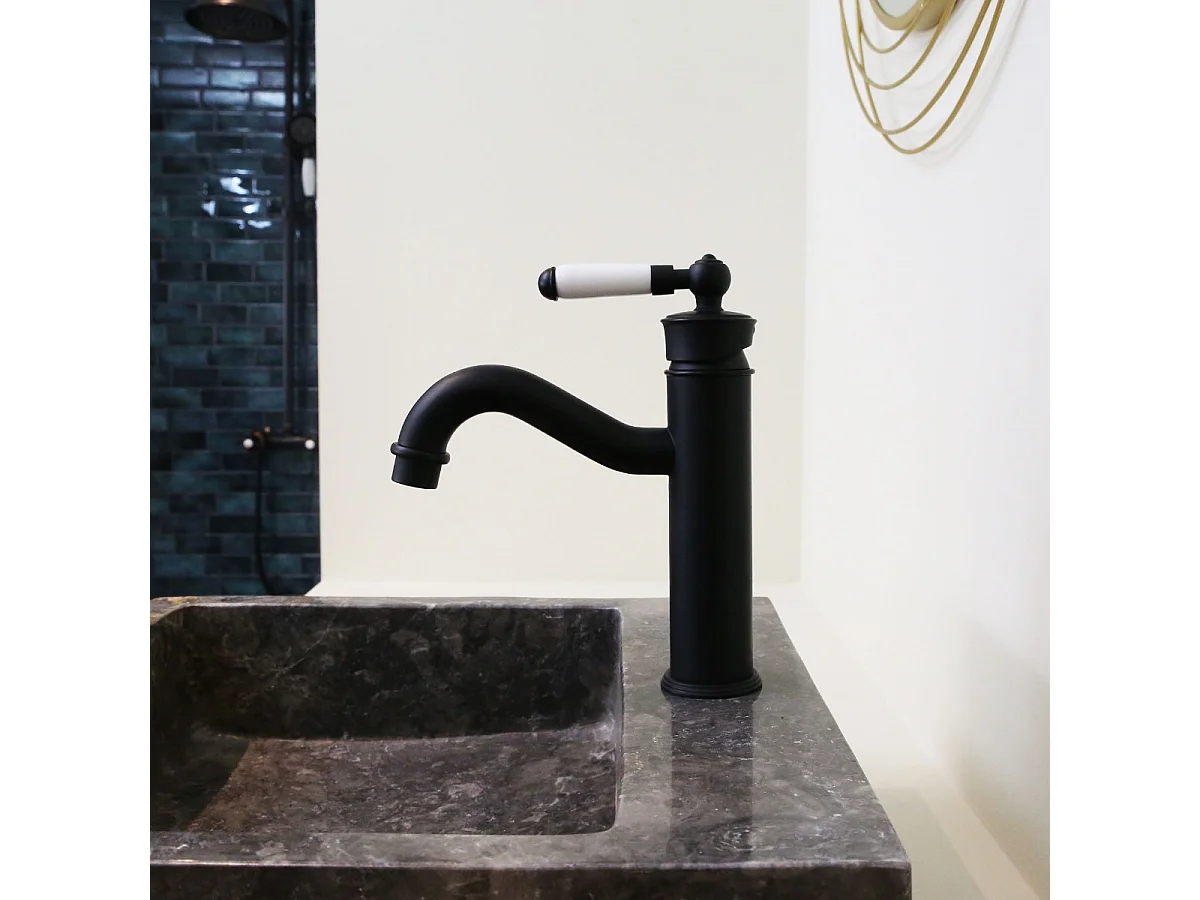 Leeds mitigeur lavabo bas noir - Essebagno