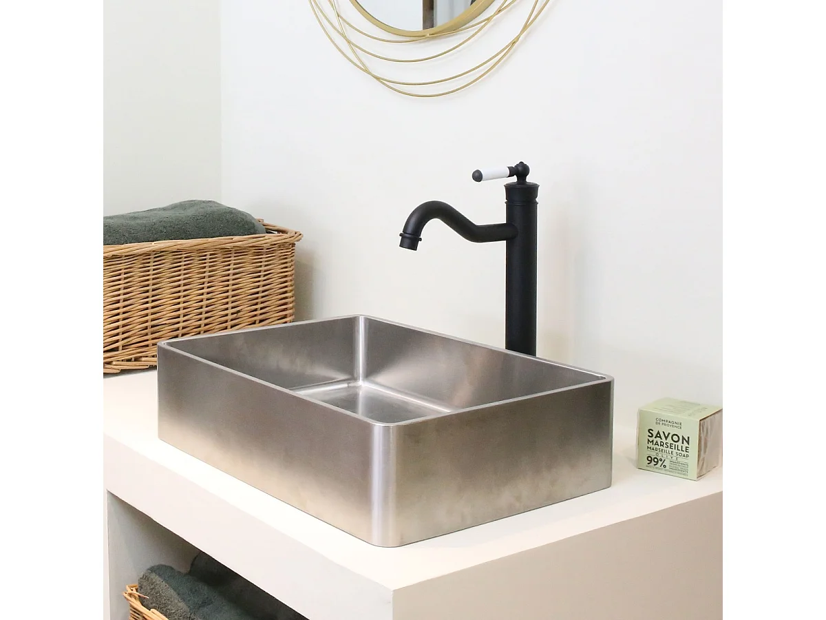Leeds Waschtischmischer hoch retro schwarz Essebagno
