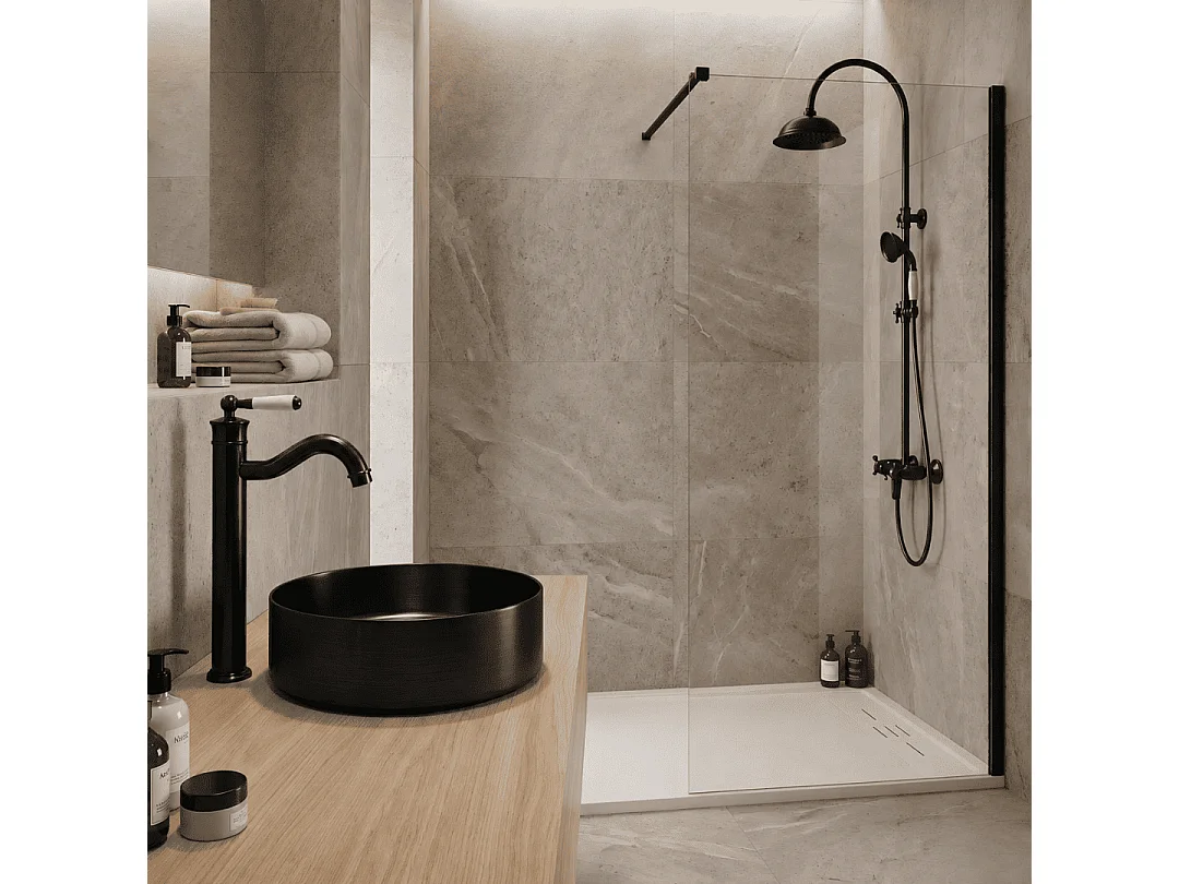 Leeds Waschtischmischer hoch retro schwarz Essebagno