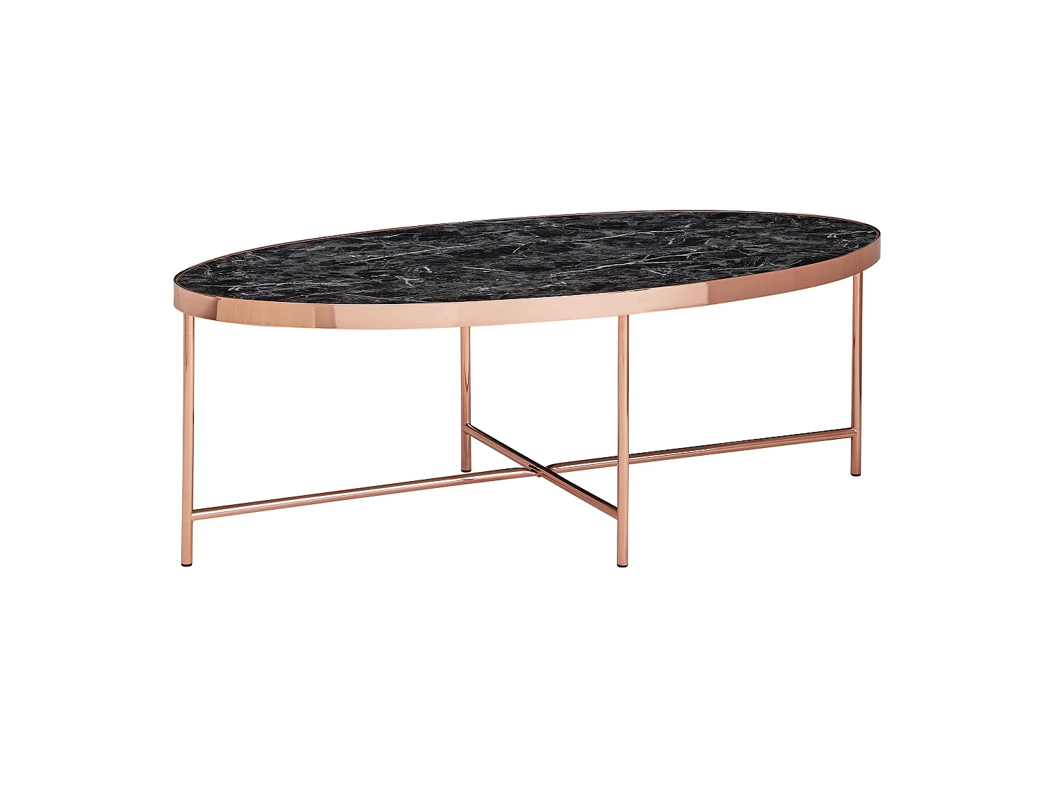 table basse aspect marbre noir table de salon ovale 110 x 56 cm cuivre