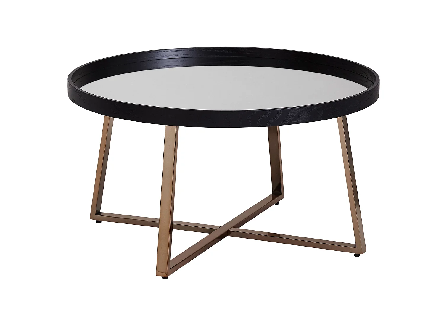 table basse ronde or table de salon miroir table d'appoint en verre noir