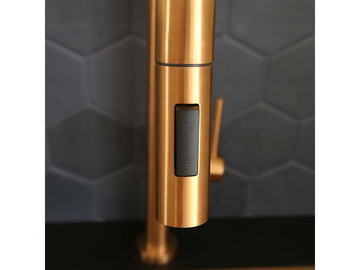 Portofino mitigeur évier à douchette extractible cuivre brossé - Essebagno