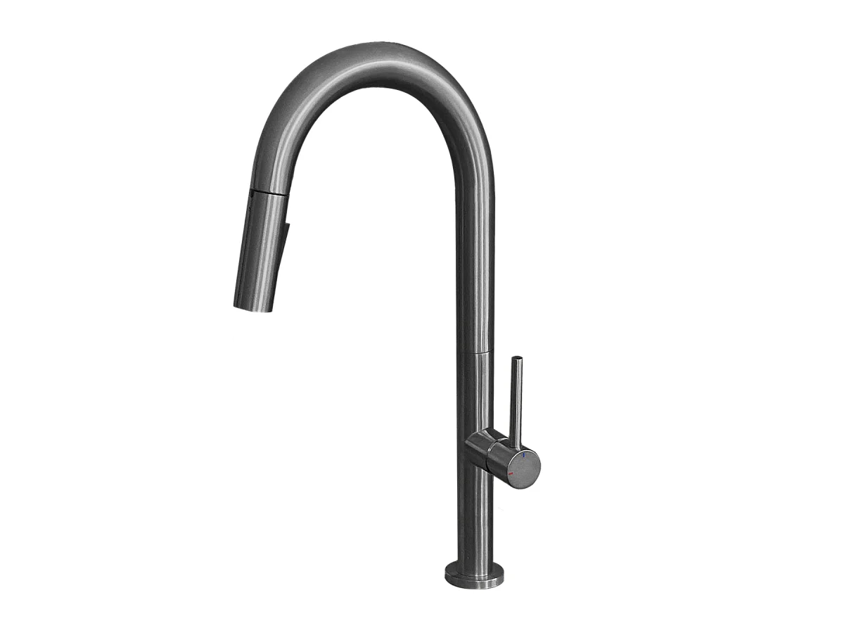 Portofino Misturadora de lavatório com chuveiro de mão em cinzento metalizado Essebagno