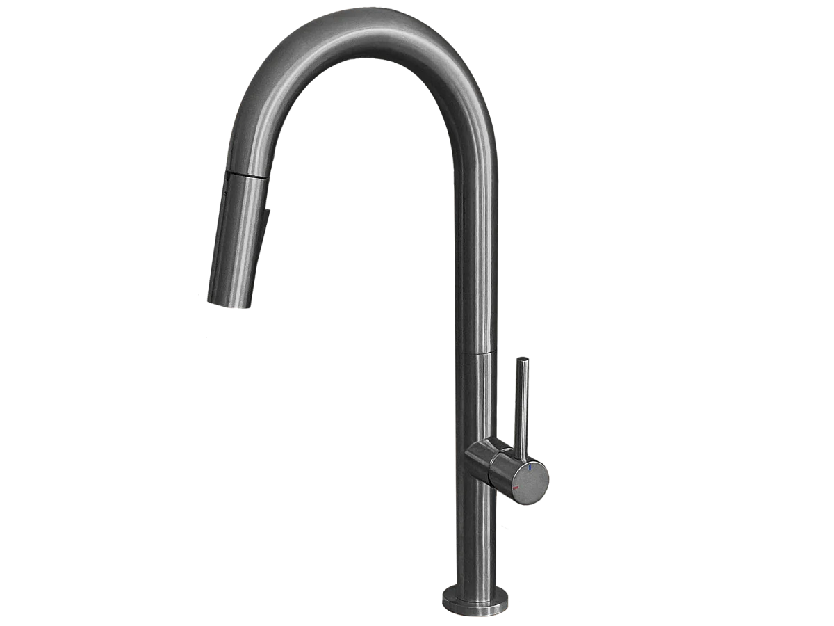 Portofino Spültischmischer mit Handbrause grau Metall Essebagno