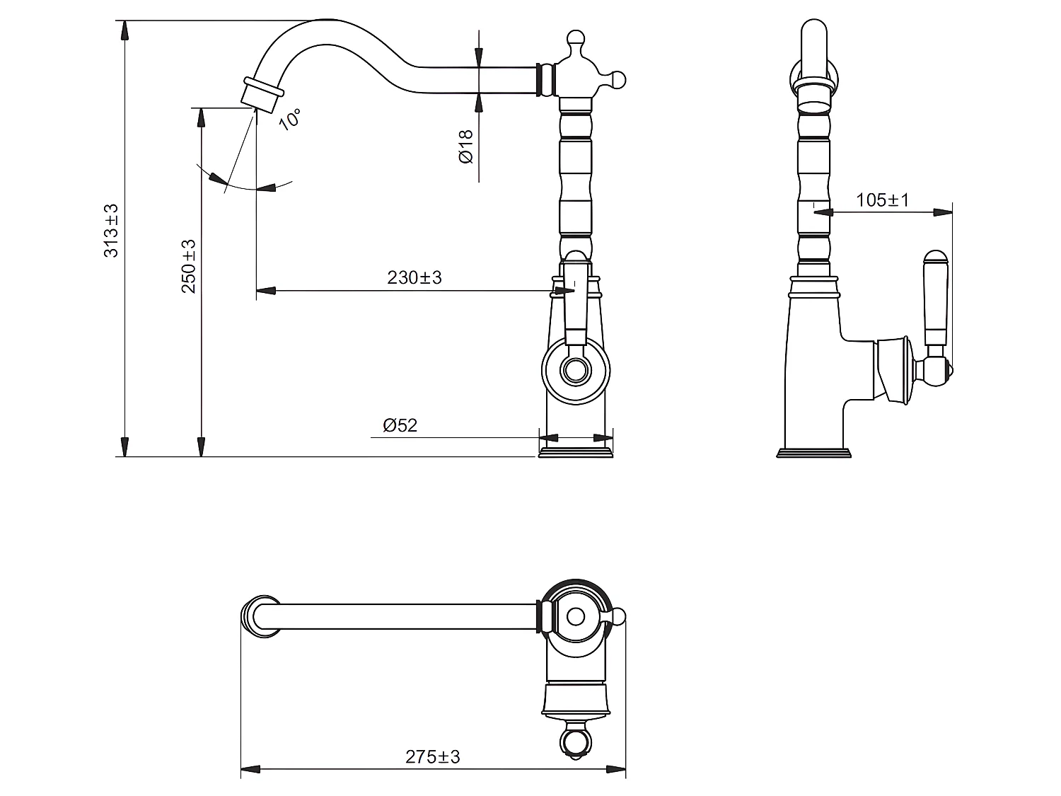 Leeds mitigeur évier or brossé - Essebagno