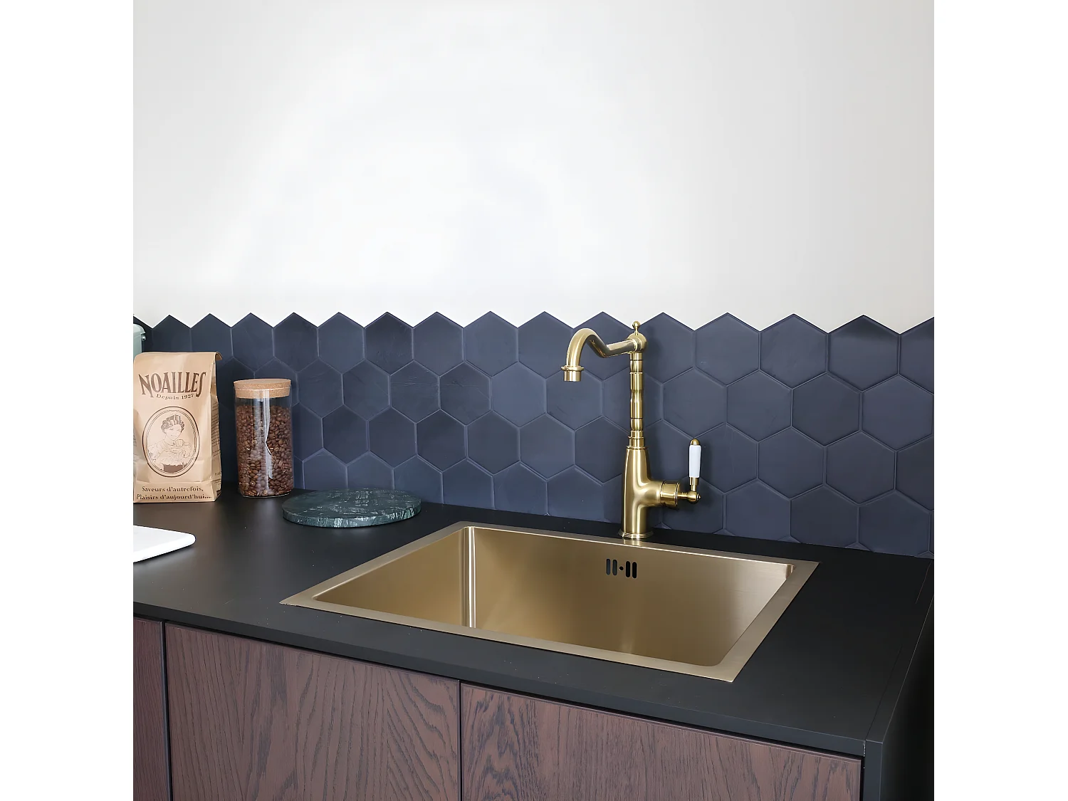 Leeds mitigeur évier or brossé - Essebagno