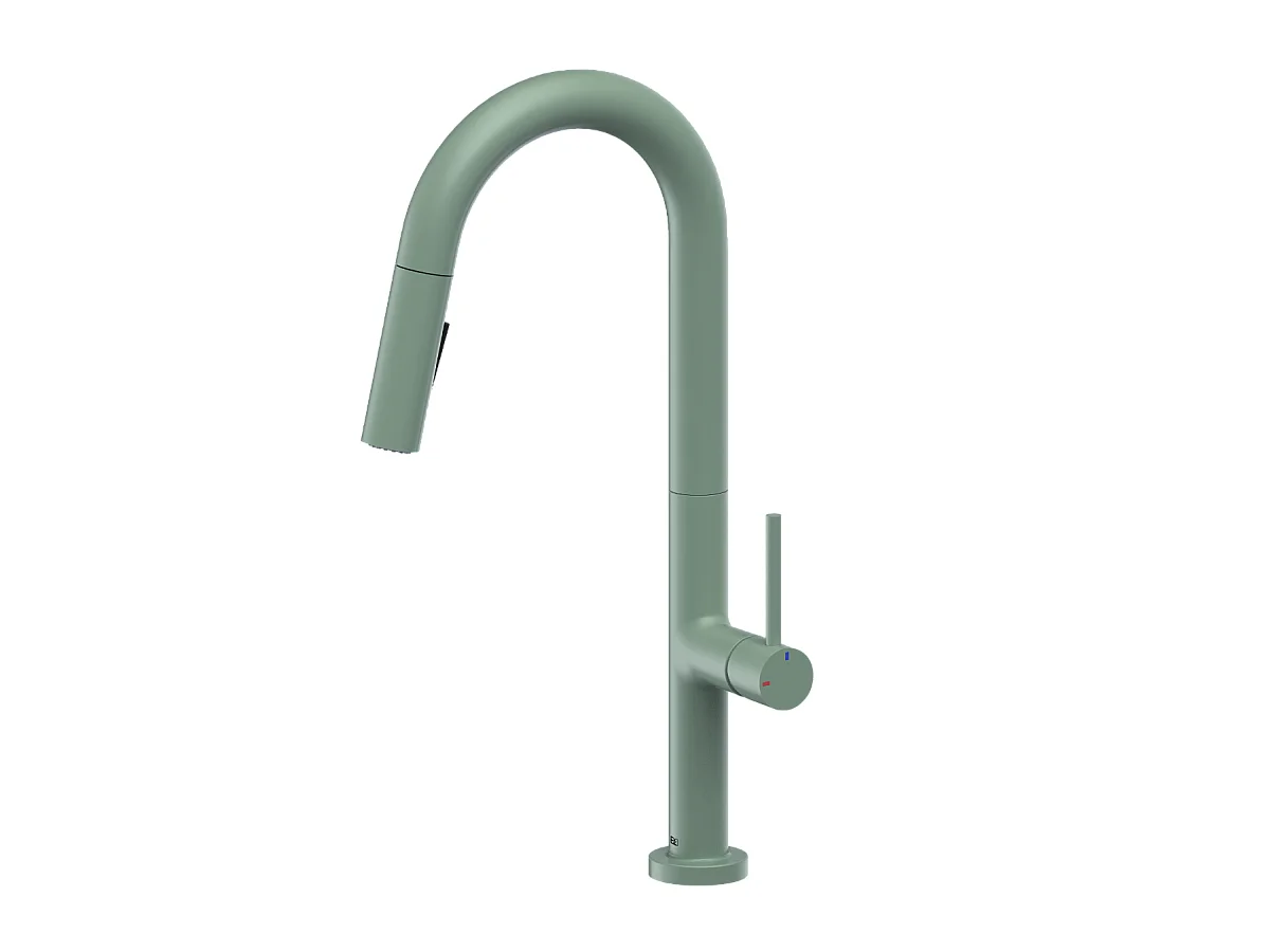 Portofino Misturadora de lavatório com chuveiro de mão cinzento-verde Essebagno