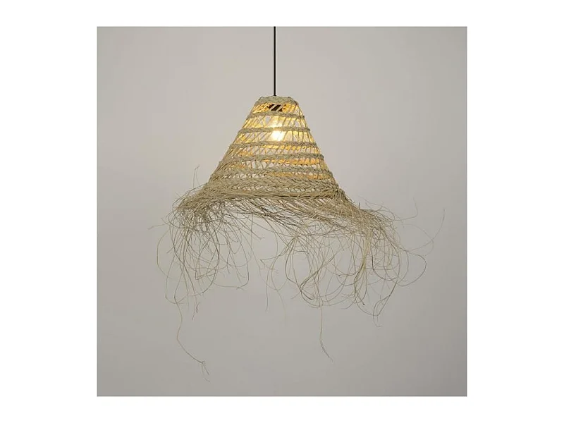 Suspension Atlas - Alfa fibres végétales - Conique - E27 - Ø40 cm - Naturel