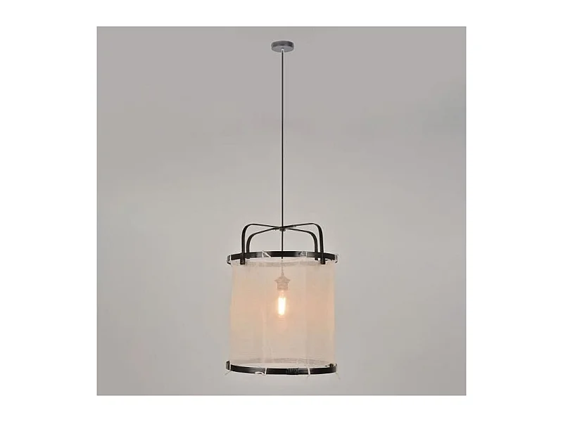 Suspension Hikari - Tissu et bambou - Lanterne - E27 - Ø35 cm - Noir