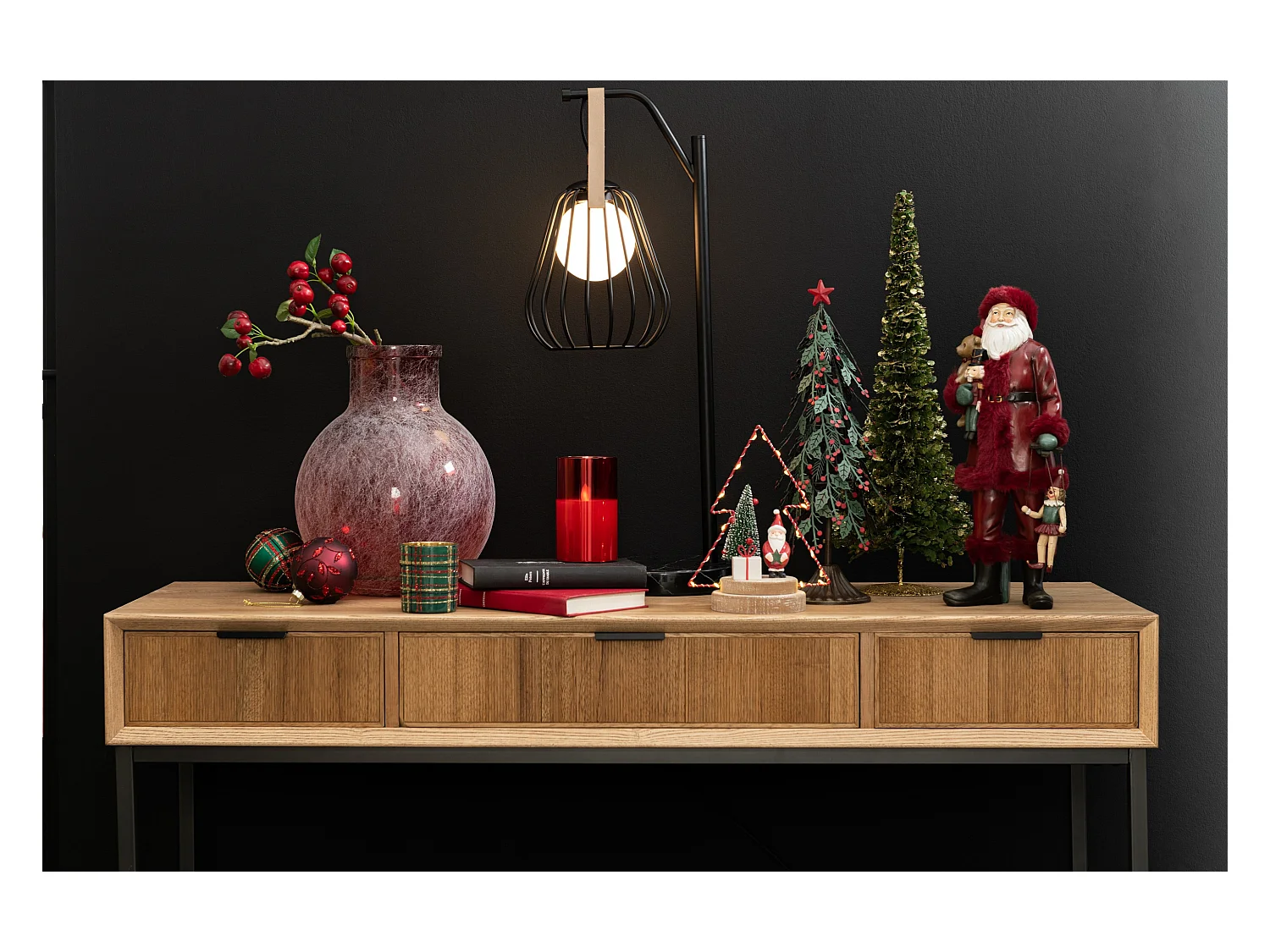 Consola de madera natural 3 cajones Amel L 120 cm