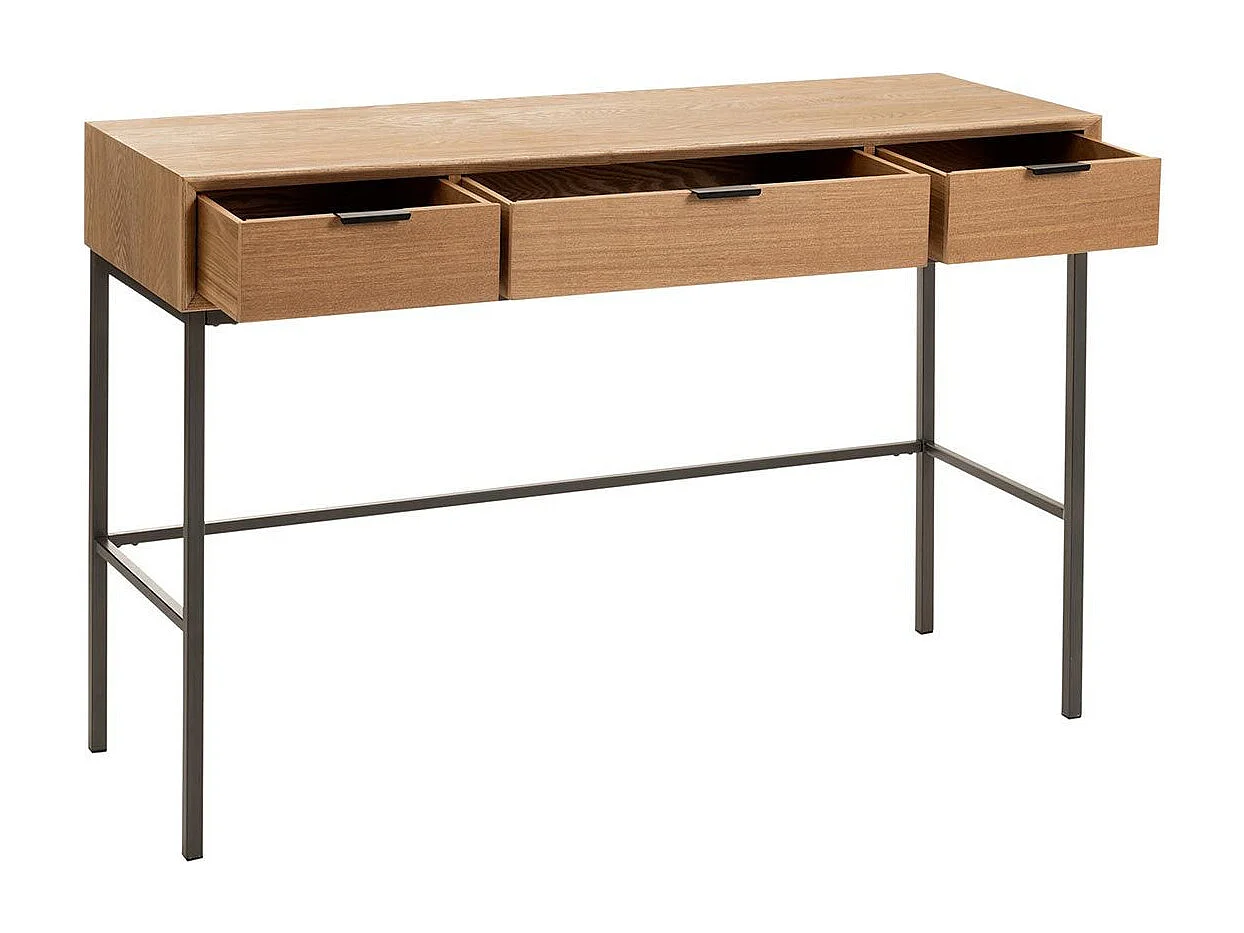 Consola de madera natural 3 cajones Amel L 120 cm