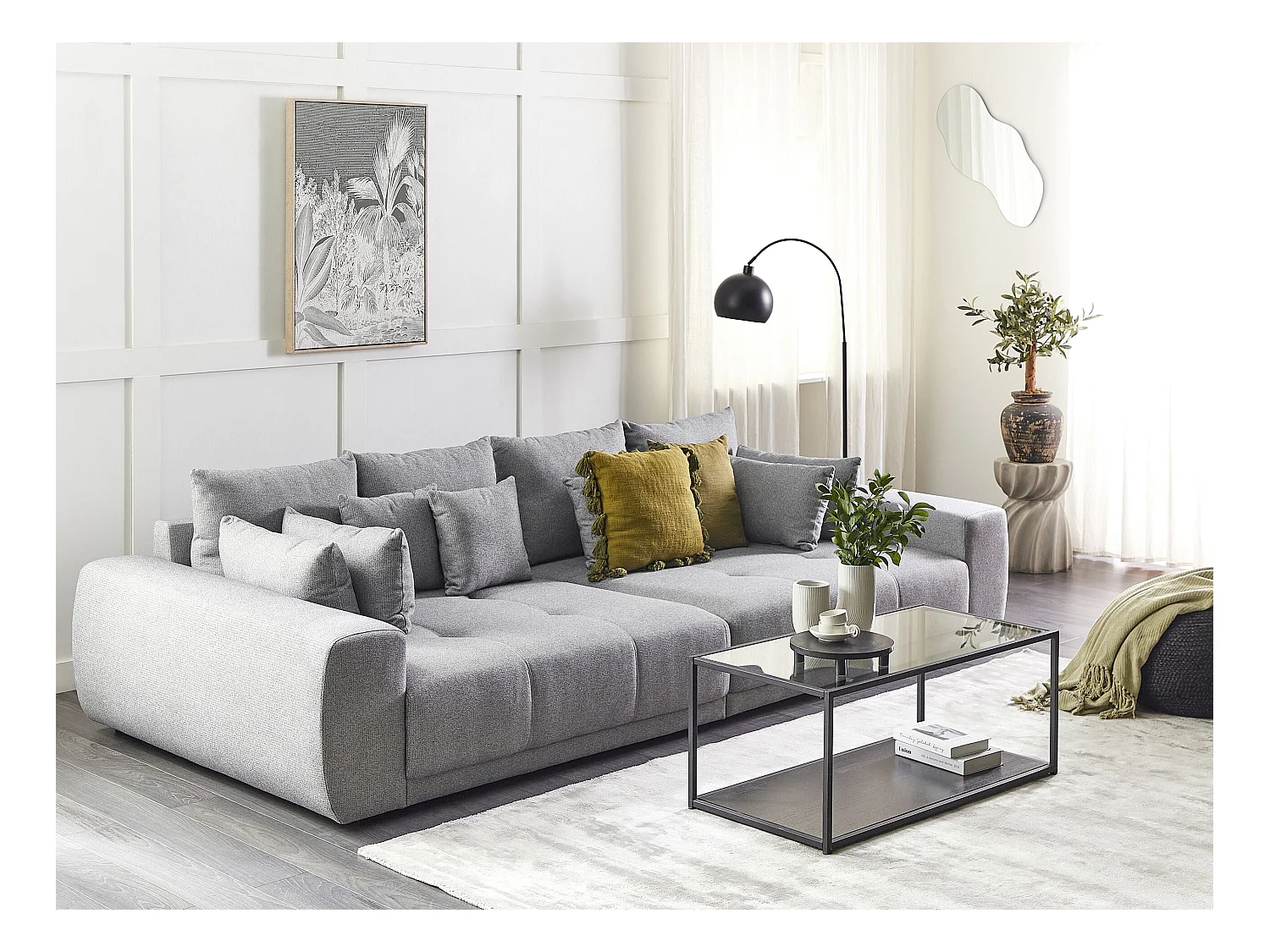 Sofa TORPO Stoff Grau 4-Sitzer