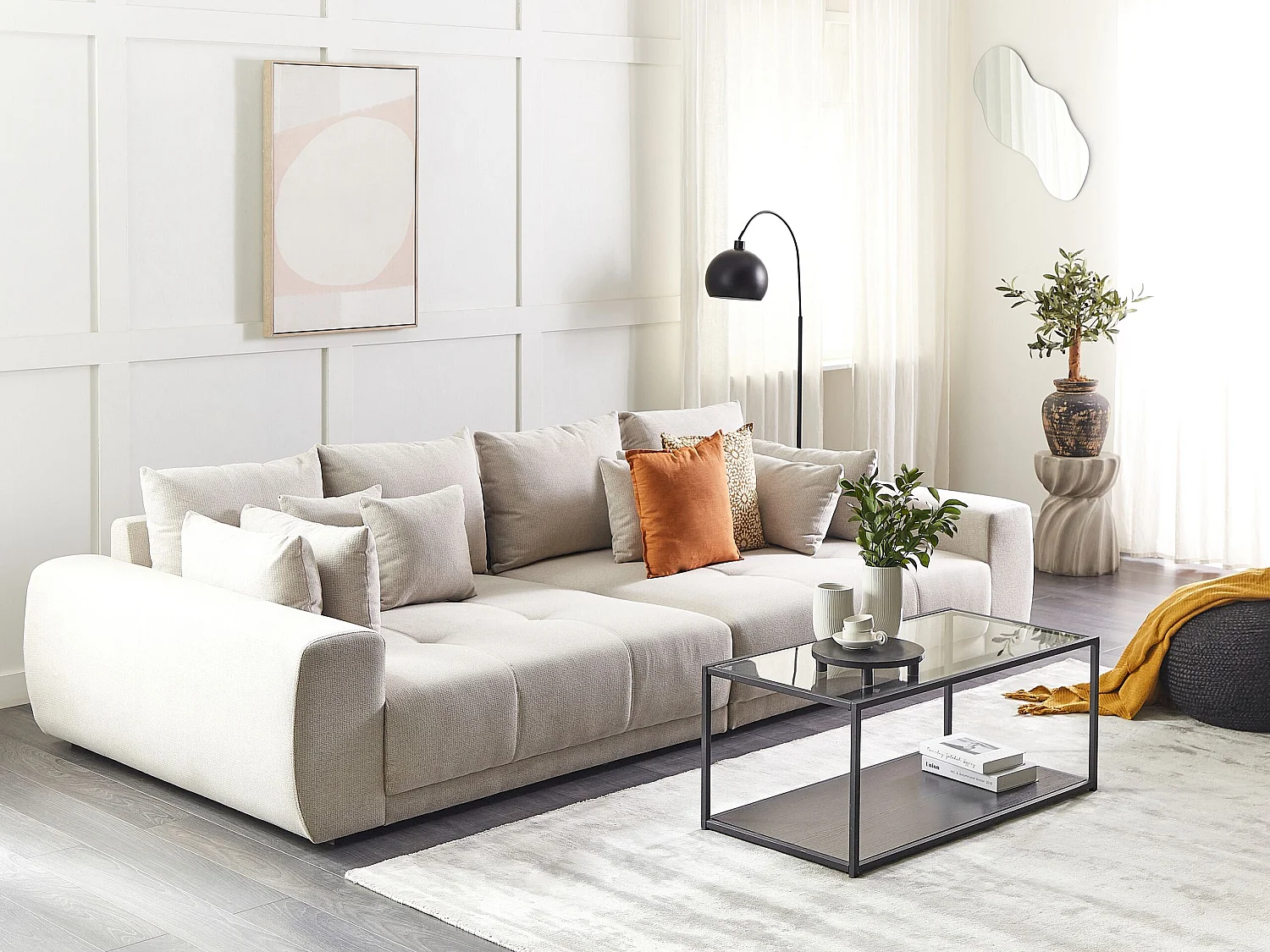 Sofa TORPO Stoff Beige 4-Sitzer