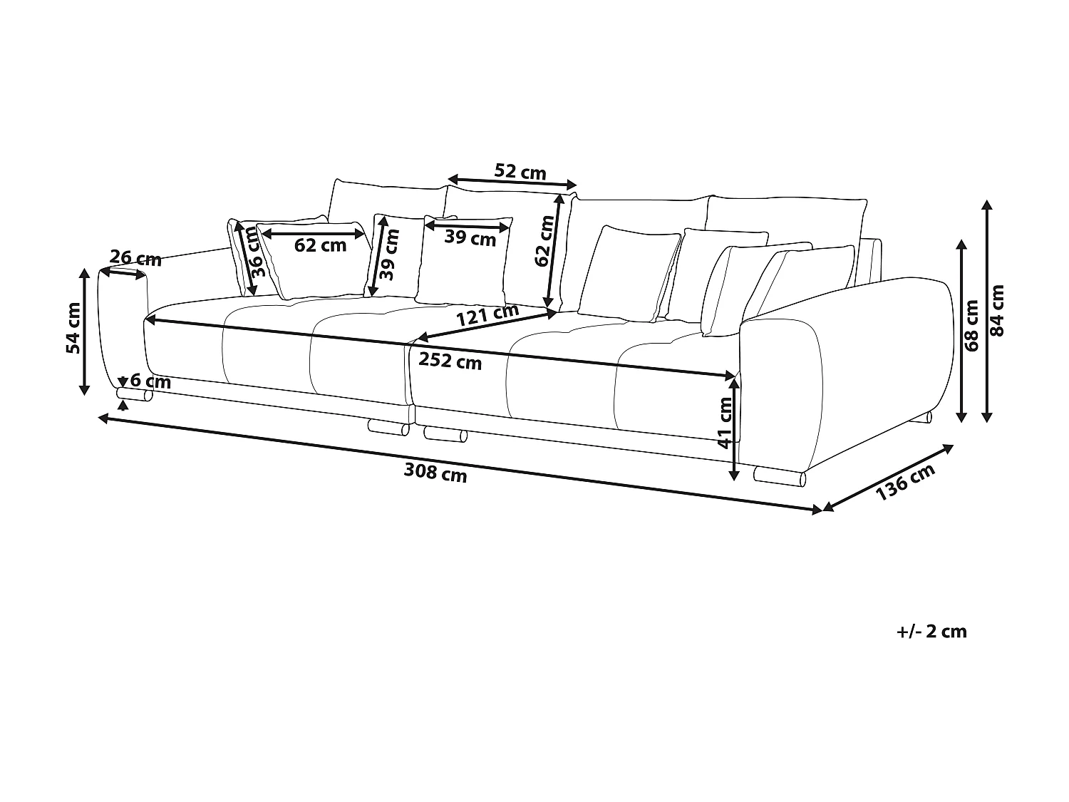 Sofa TORPO Stoff Beige 4-Sitzer
