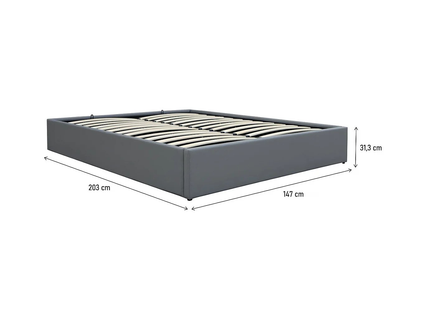 Letto matrimoniale in PVC "Ava" con contenitore - 140 x 190 cm - Grigio