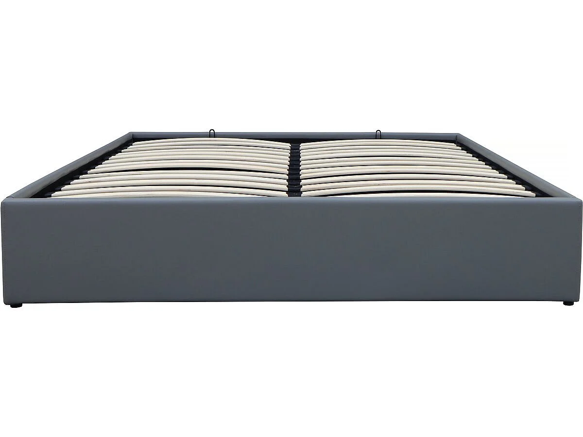 Lit double en PVC avec coffre "Ava" - 140 x 190 cm - Gris