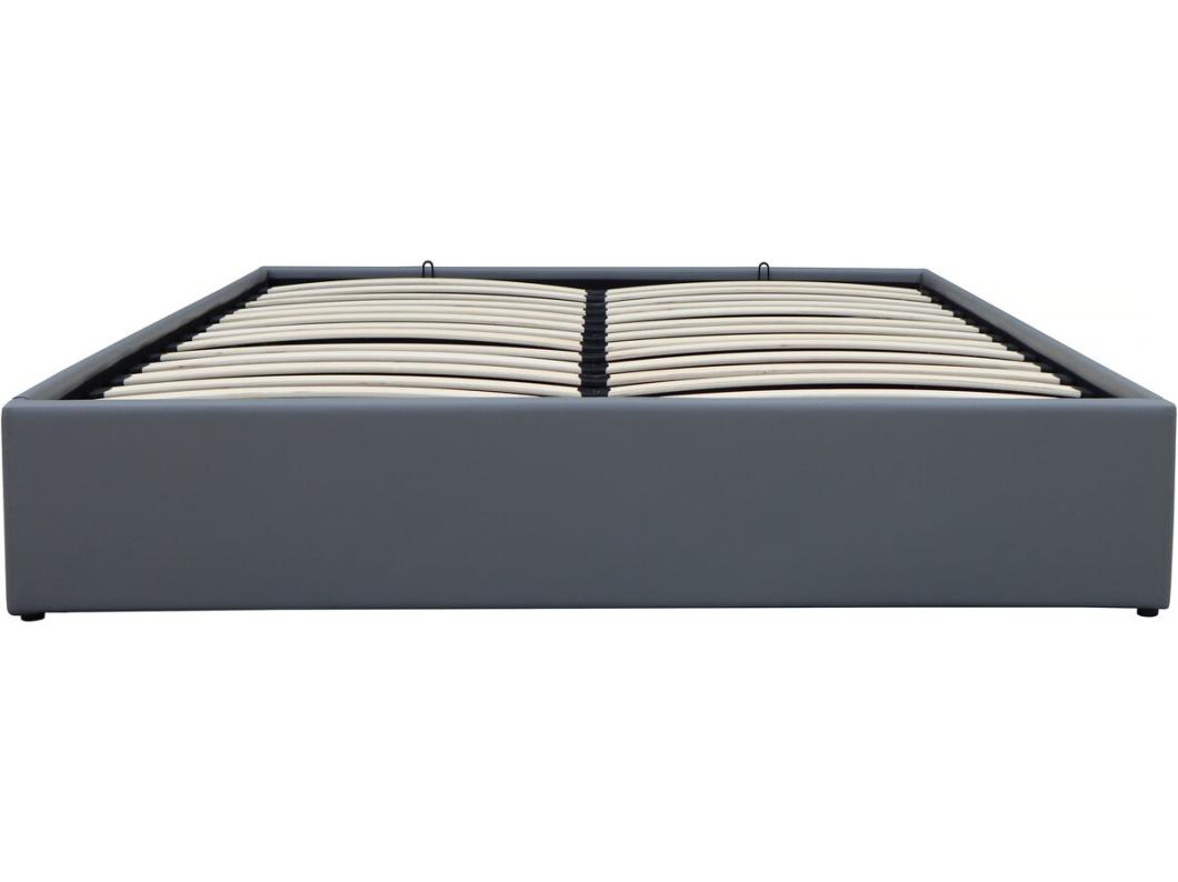 Tweepersoonsbed van PVC met kist "Ava" - Grijs - 140 x 190 cm, lattenbodem en geïntegreerde opbergruimte