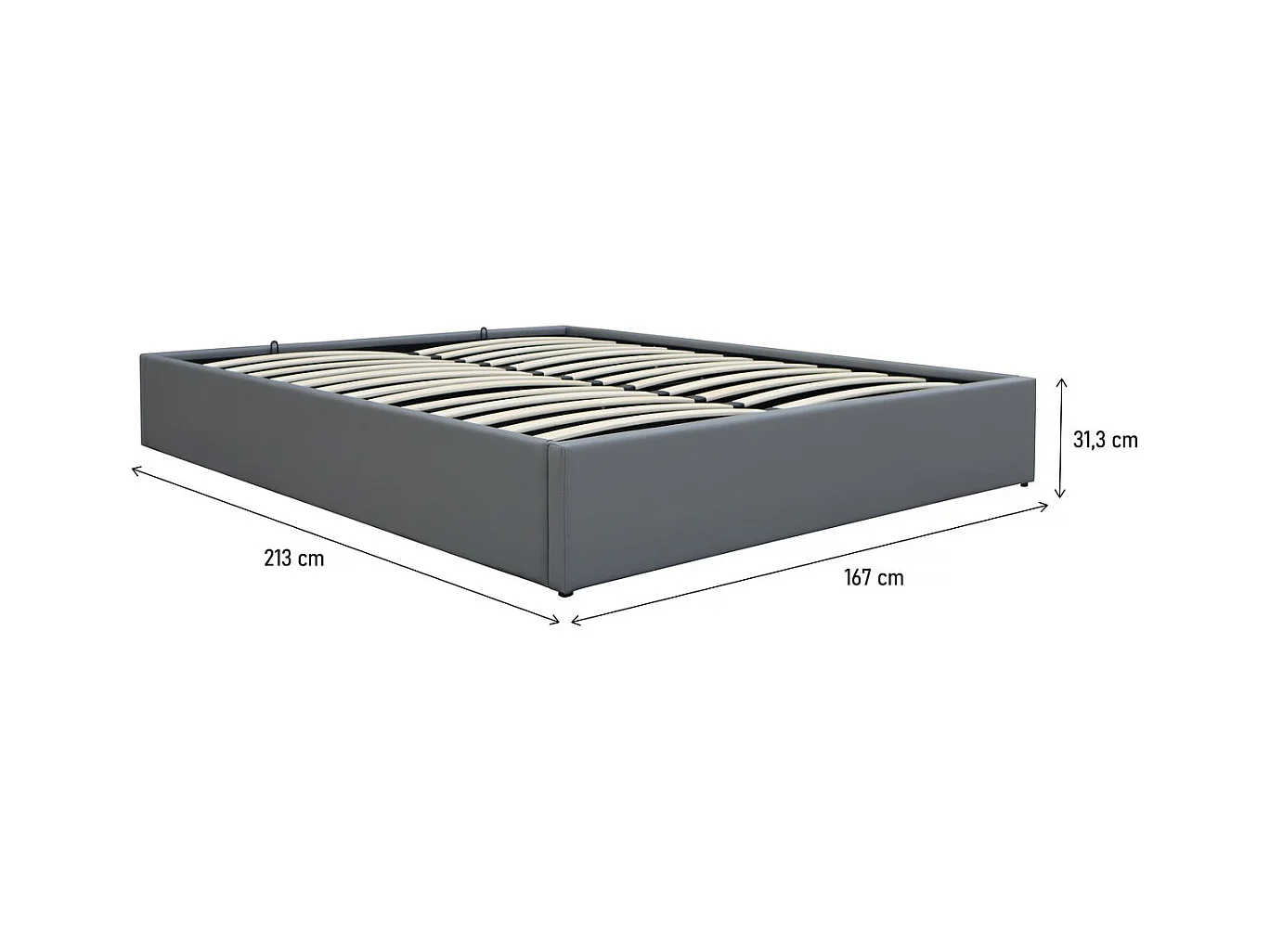 Doppelbett aus PVC mit Bettkasten "Ava" - 160 x 200 cm - Grau