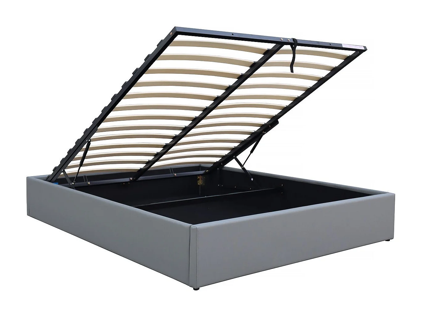 Lit double en PVC avec coffre "Ava" - 160 x 200 cm - Gris