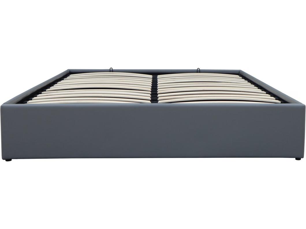 Tweepersoons PVC bed met opbergruimte "Ava" - Grijs - 160 x 200 cm, lattenbodem en geïntegreerde opslag