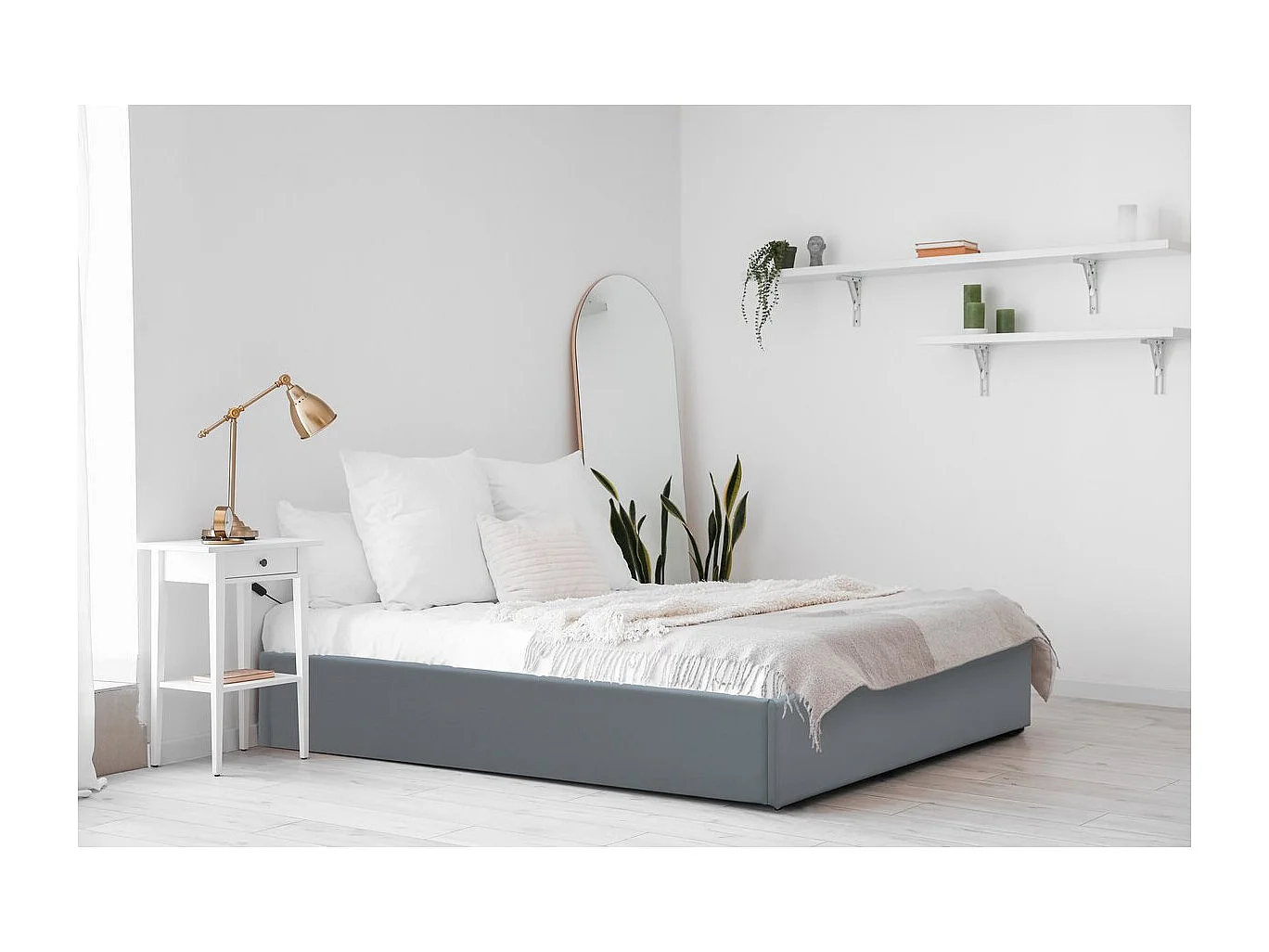 Cama individual de PVC con box "Ava" - 90 x 190 cm - Gris
