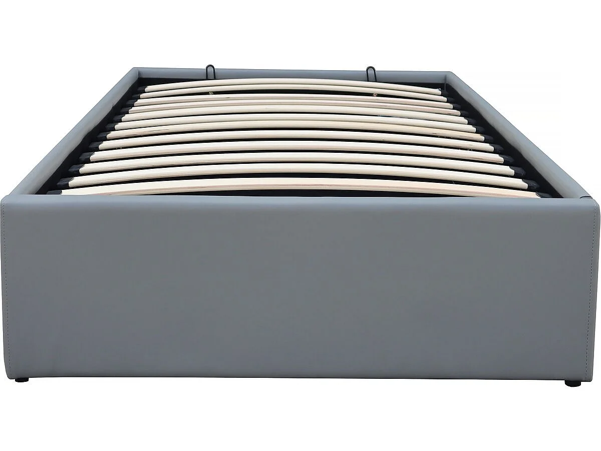 Stijlvol Grijs PVC Tweepersoonsbed met Ava Opbergkist - 90 x 190 cm