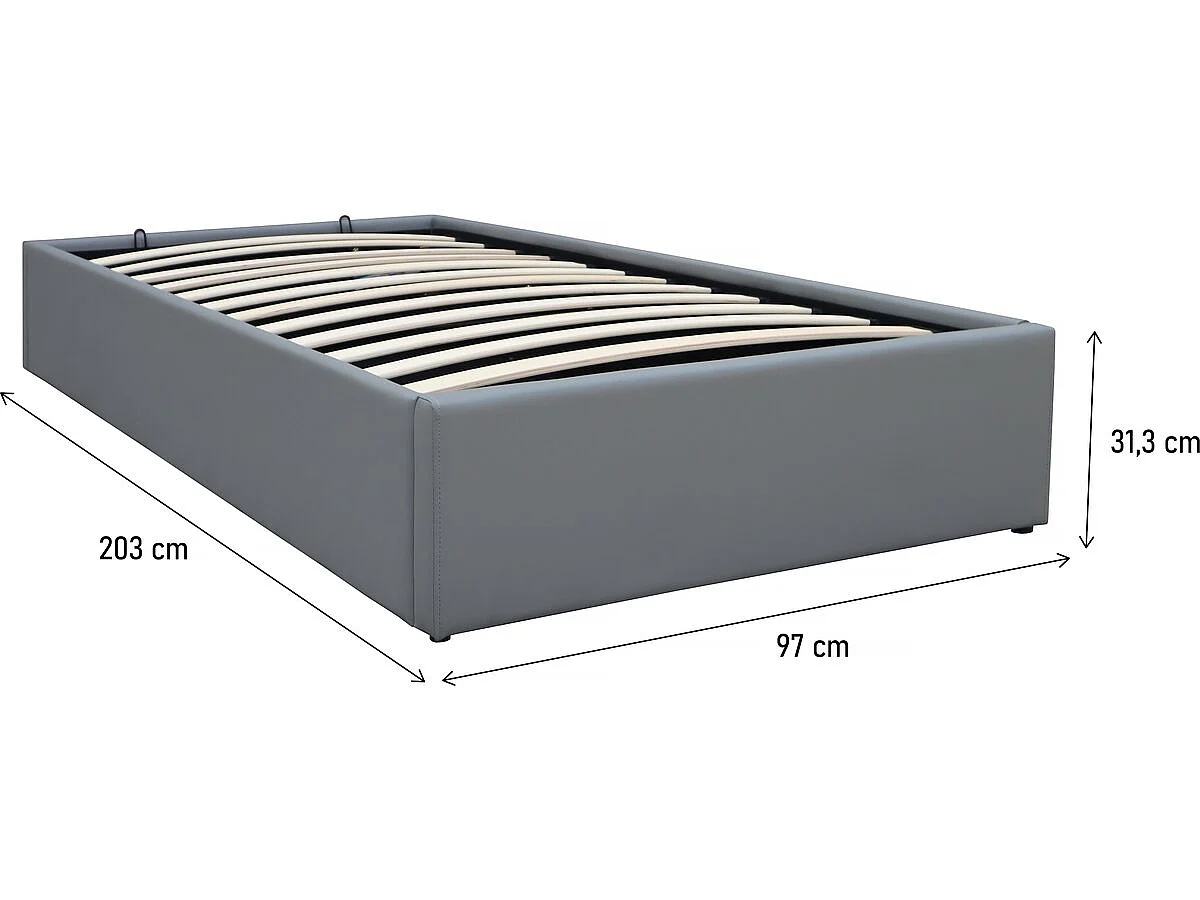 Stijlvol Grijs PVC Tweepersoonsbed met Ava Opbergkist - 90 x 190 cm
