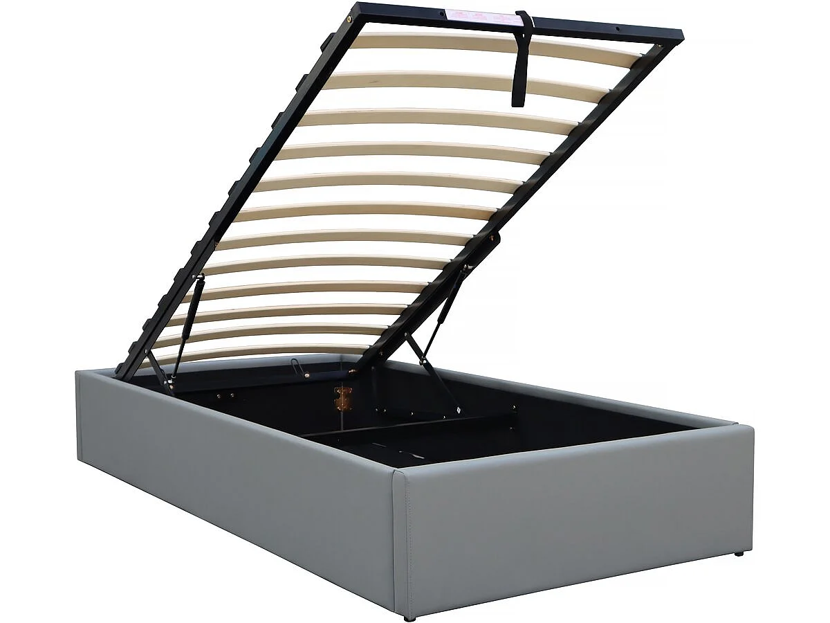 Stijlvol Grijs PVC Tweepersoonsbed met Ava Opbergkist - 90 x 190 cm