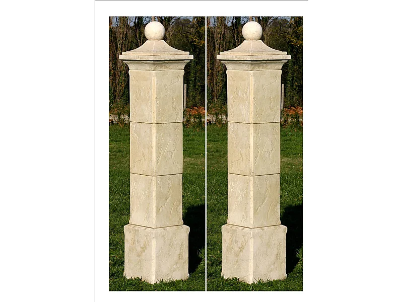 Lot de 2 piliers de portail "Provençal" - 41 x 41 x 228 cm