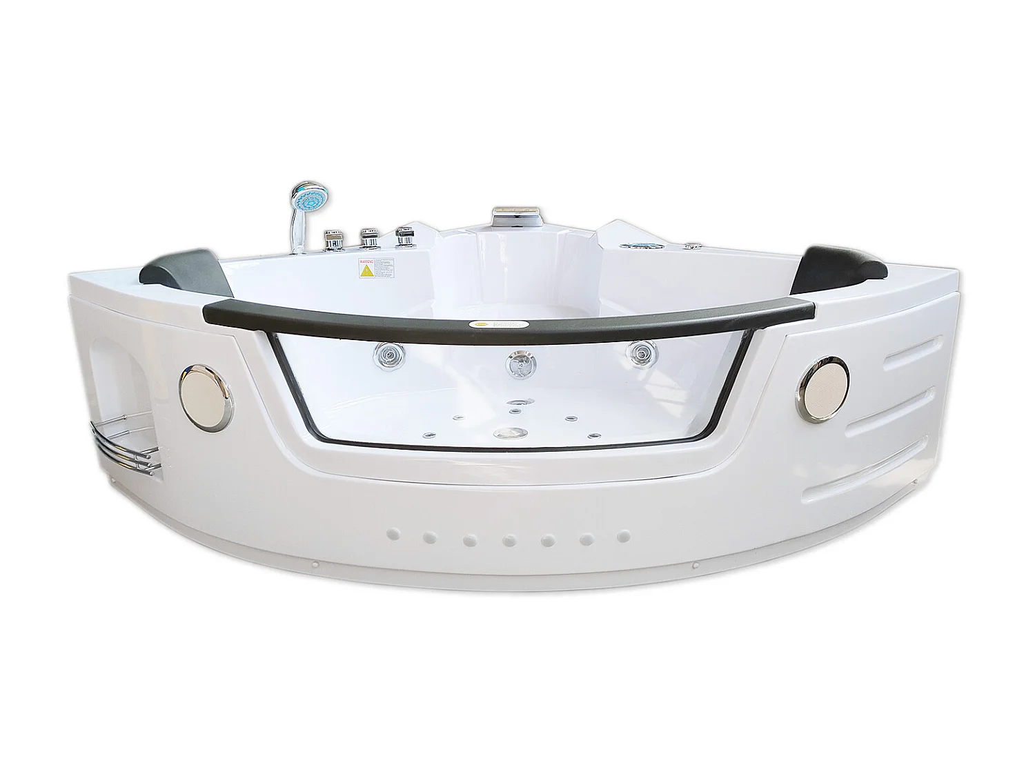 Whirlpoolbadewanne 140 x 140 cm weiß Doppelpumpe und Heizung 20 Düsen - Camelia