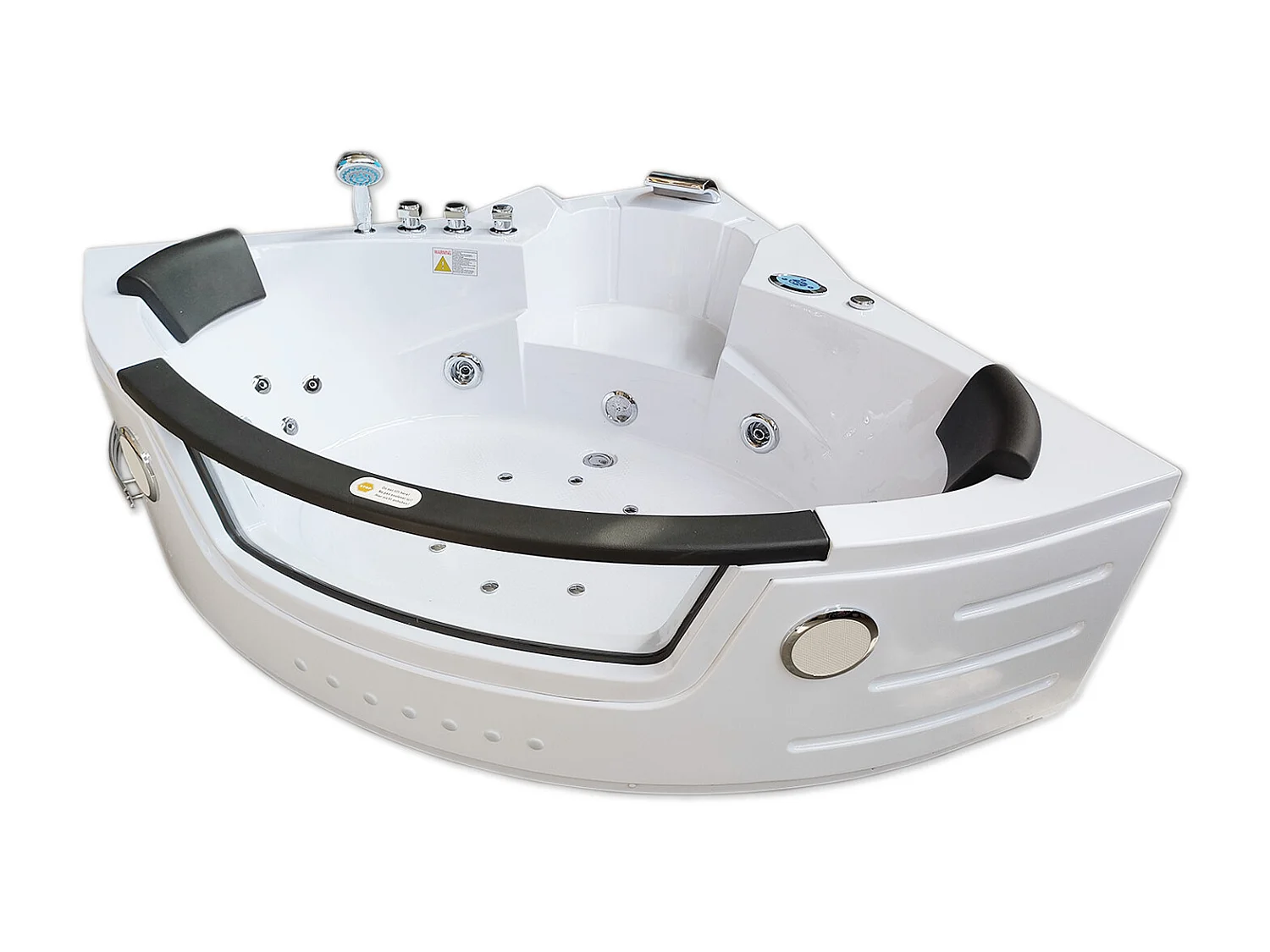 Whirlpoolbadewanne 140 x 140 cm weiß Doppelpumpe und Heizung 20 Düsen - Camelia