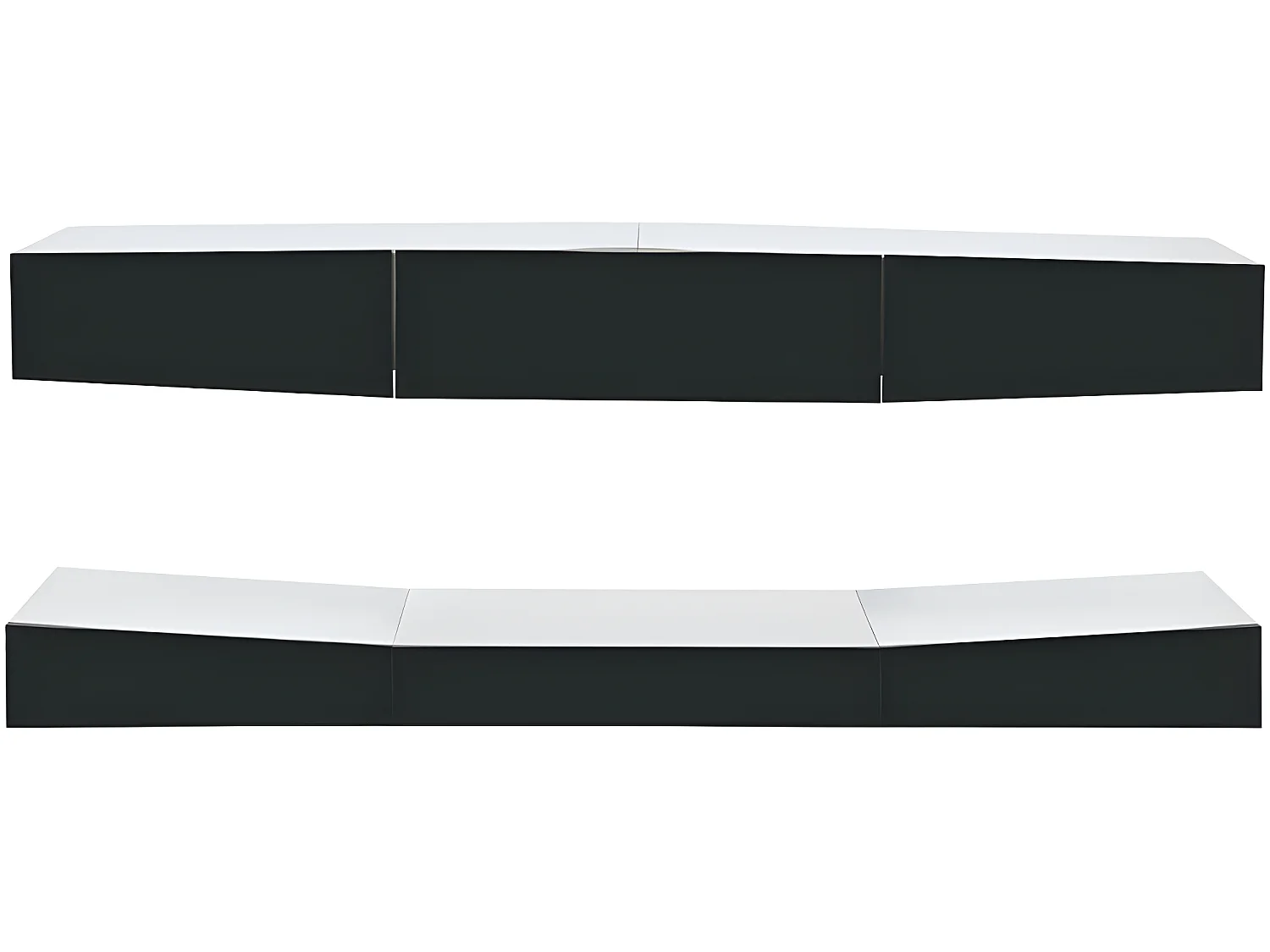 Hangend TV-meubel 180cm met LED - 3 lades - Zwart