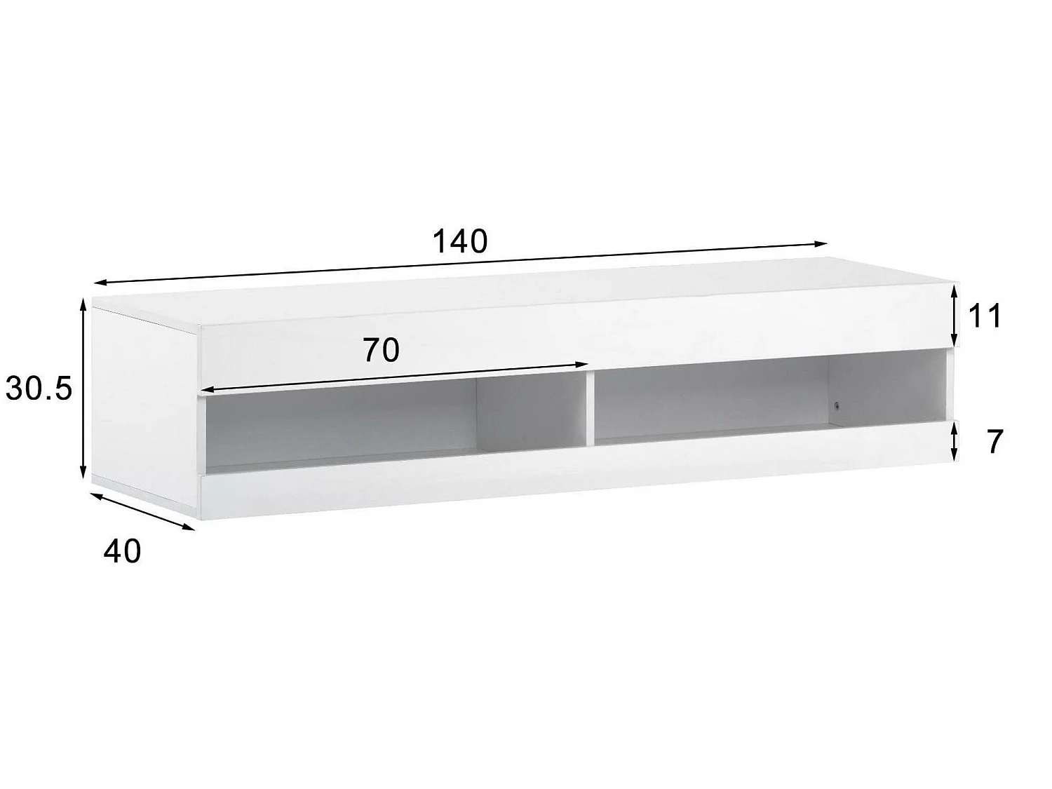 Hangend tv-meubel 140 cm met LED - Wit