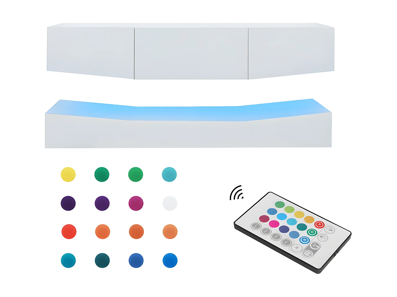 Hangend TV-meubel 180cm met LED - 3 lades - Wit