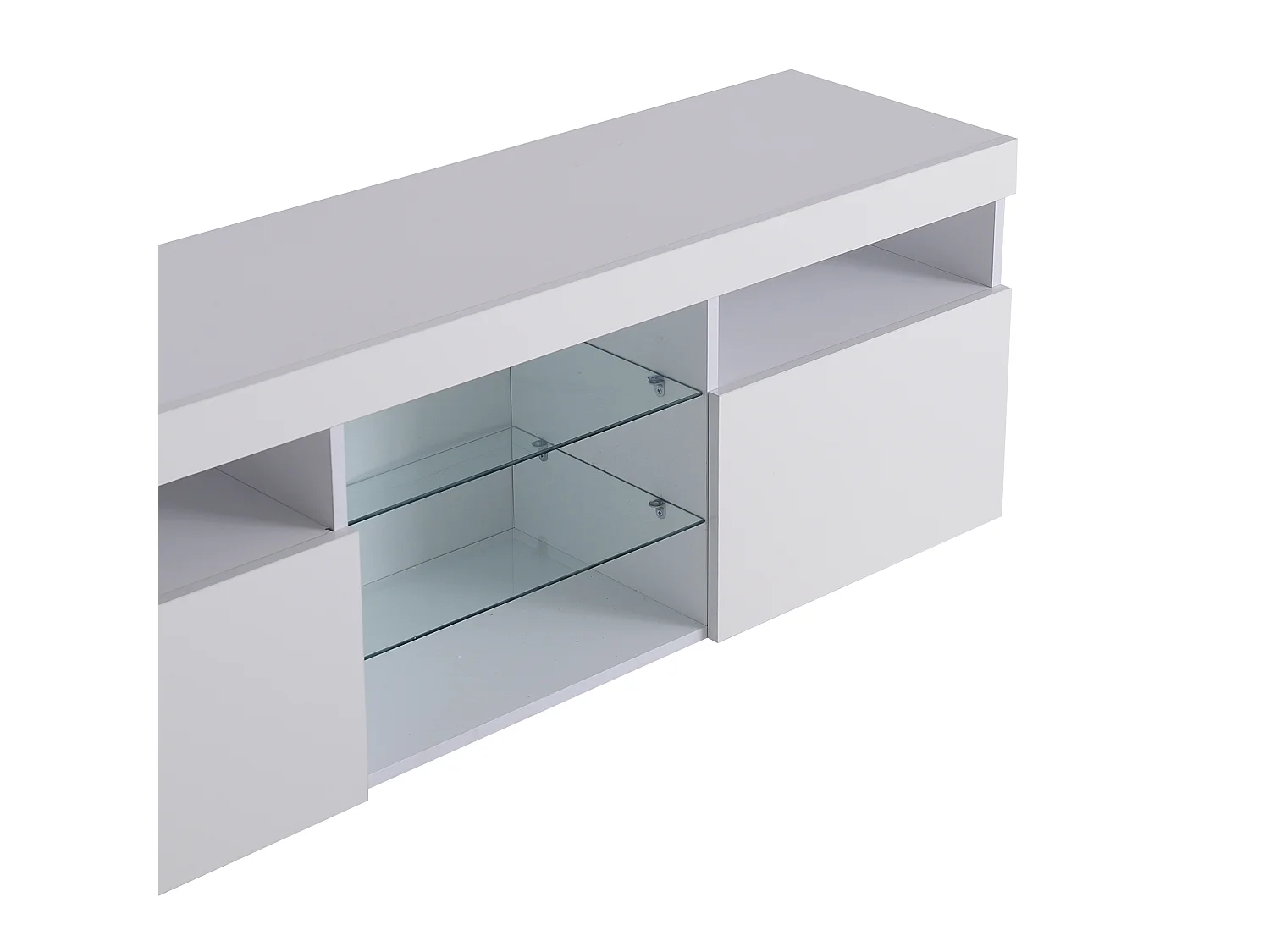 Moderner TV-Schrank 180 cm mit LED – 3 Türen und 5 offene Fächer – Weiß