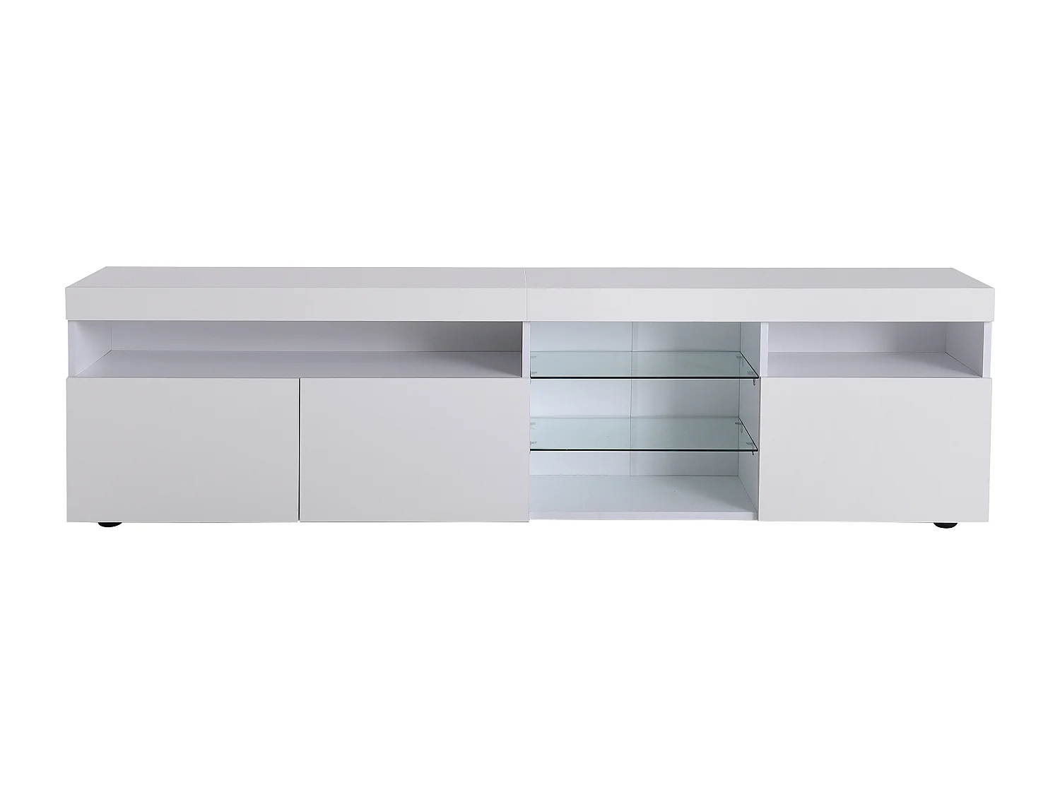 Moderner TV-Schrank 180 cm mit LED – 3 Türen und 5 offene Fächer – Weiß