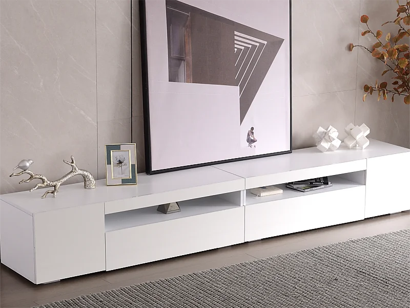 Mueble TV de 240 cm con LED variable - estilo contemporáneo - Blanco