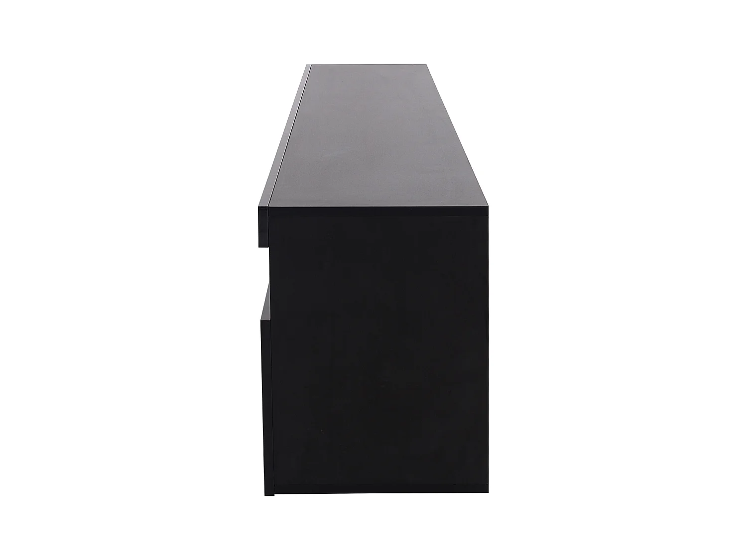 Meuble TV moderne 180cm avec LED - 3 portes & 5 compartiments ouverts - Noir