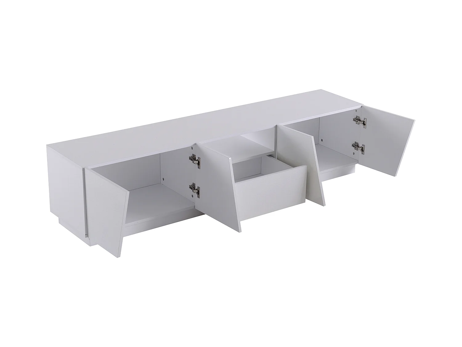 Scandinavisch tv-meubel 170cm in MDF - 2 deuren + 1 lade + 1 vak - eigentijdse stijl - Wit