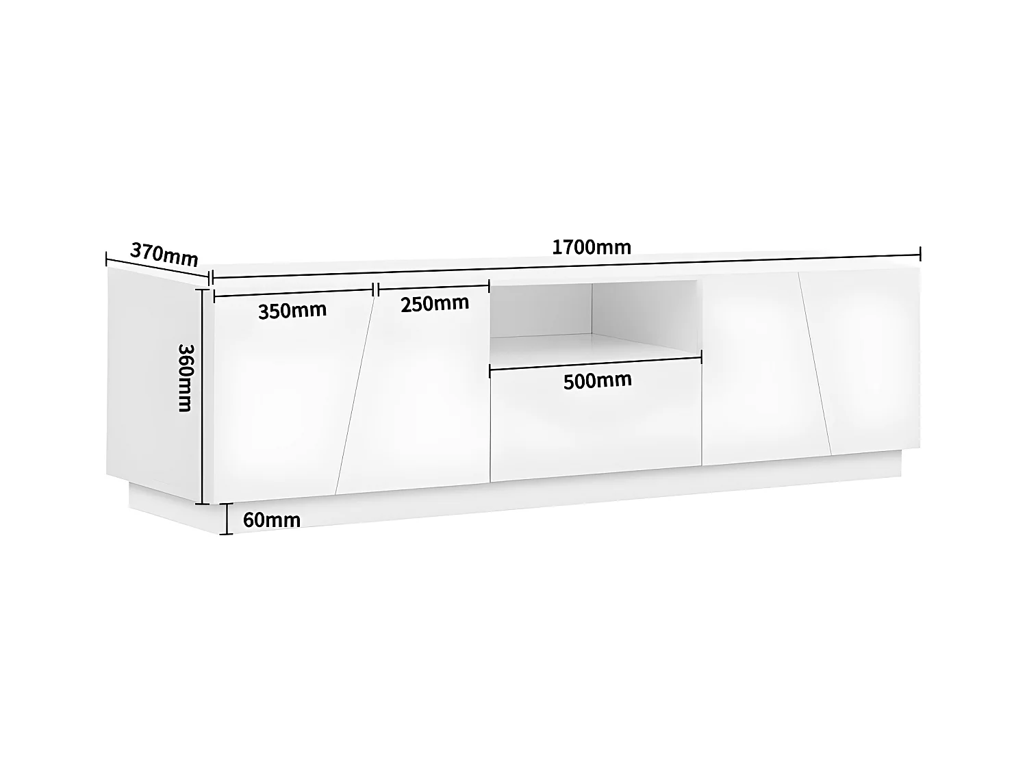 Scandinavisch tv-meubel 170cm in MDF - 2 deuren + 1 lade + 1 vak - eigentijdse stijl - Wit