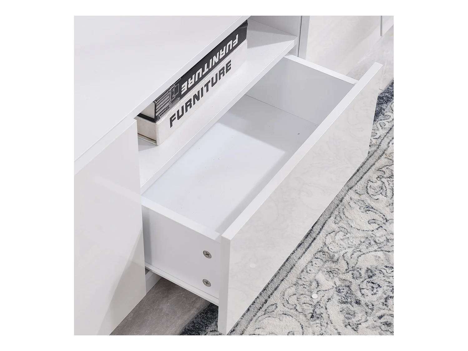 Scandinavisch tv-meubel 170cm in MDF - 2 deuren + 1 lade + 1 vak - eigentijdse stijl - Wit