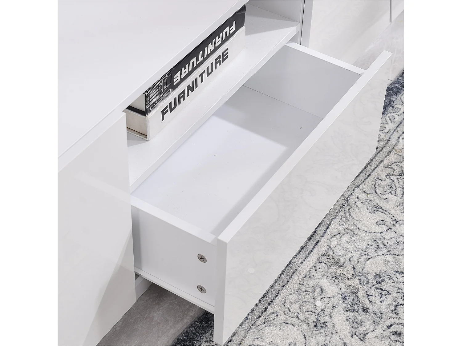 Skandinavischer TV-Schrank 170 cm aus MDF – 2 Türen + 1 Schublade + 1 Fach – zeitgenössischer Stil – Weiß