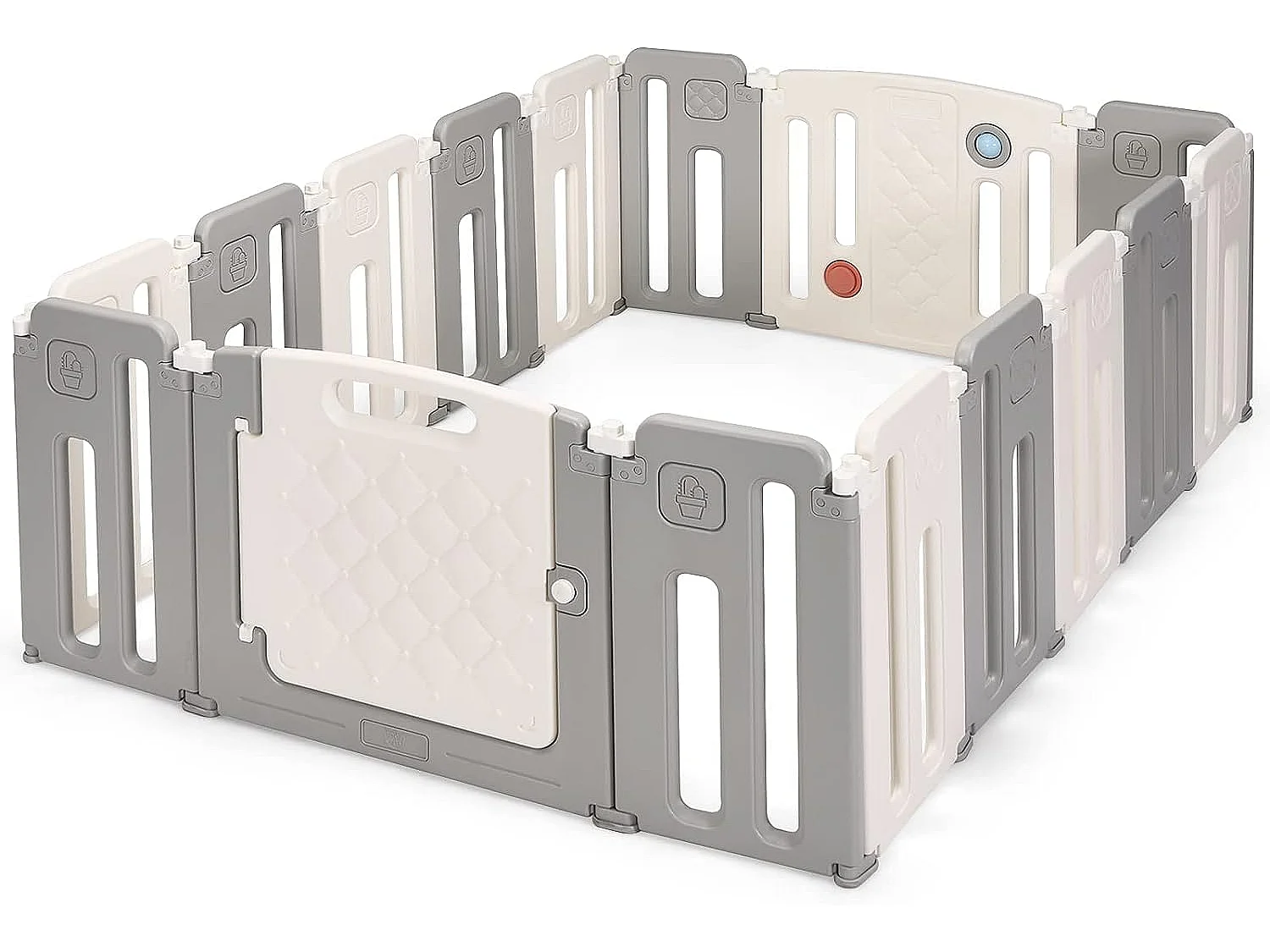 Parc bébé plastique pliable 14+2 panneaux d'activité et de porte avec loquet de sécurité