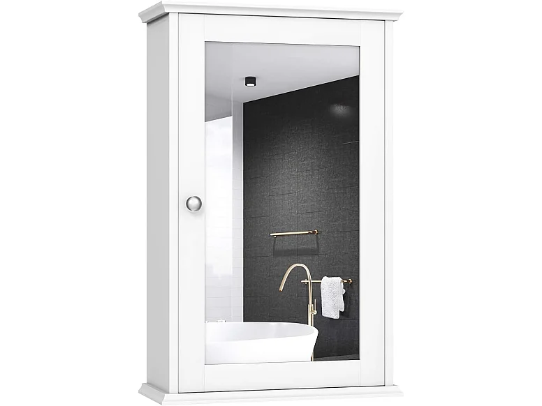 Armoire de salle de bain avec miroir, armoire miroir murale à 2 niveaux,avec etagère réglable