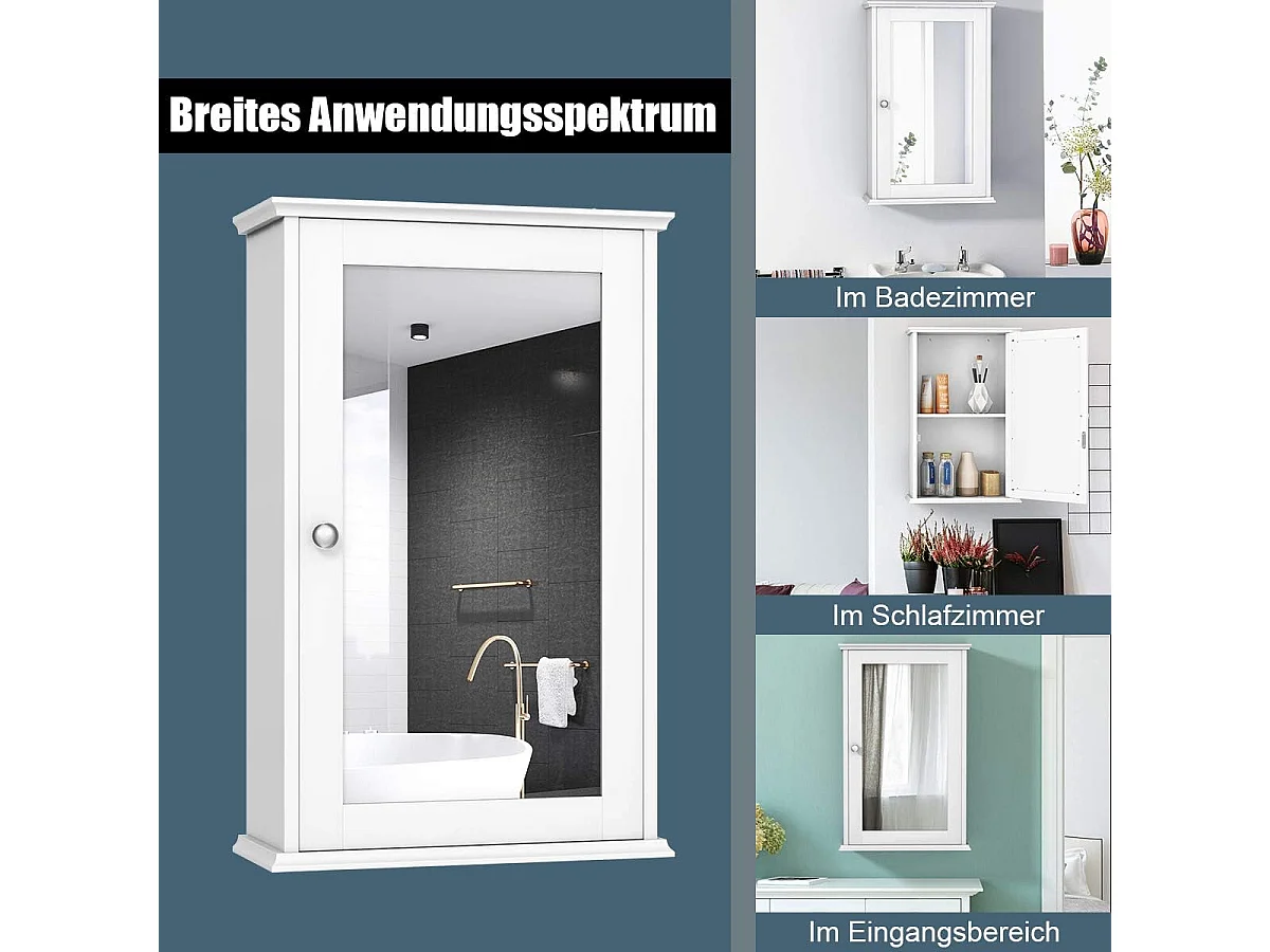 Armoire de salle de bain avec miroir, armoire miroir murale à 2 niveaux,avec etagère réglable
