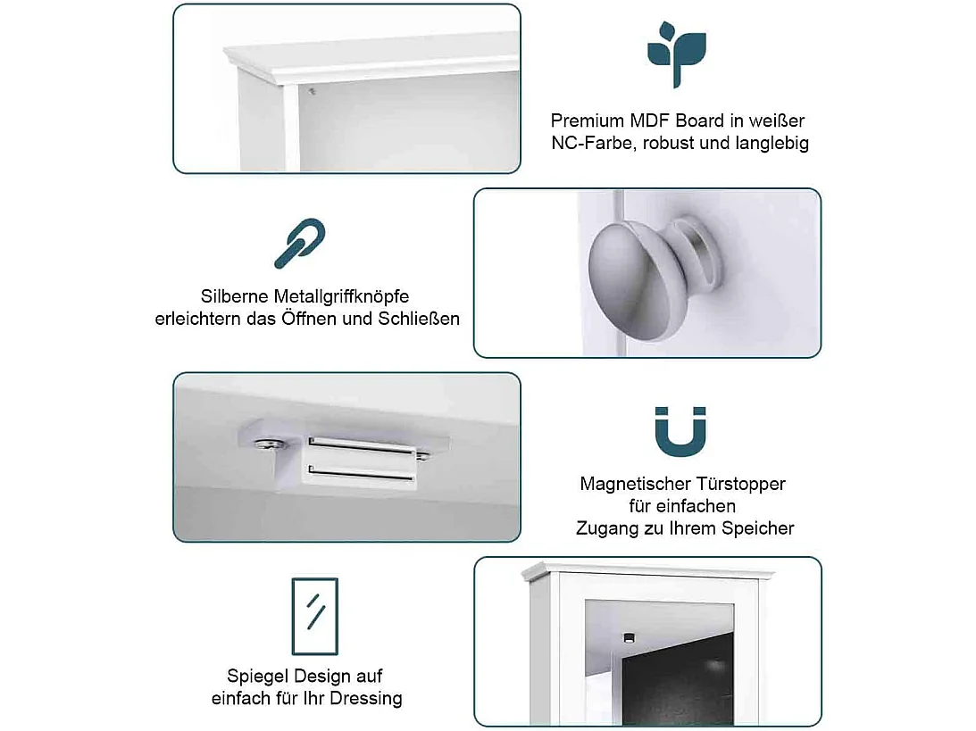 Armoire de salle de bain avec miroir, armoire miroir murale à 2 niveaux,avec etagère réglable