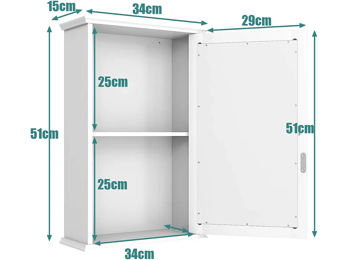 Armoire de salle de bain avec miroir, armoire miroir murale à 2 niveaux,avec etagère réglable