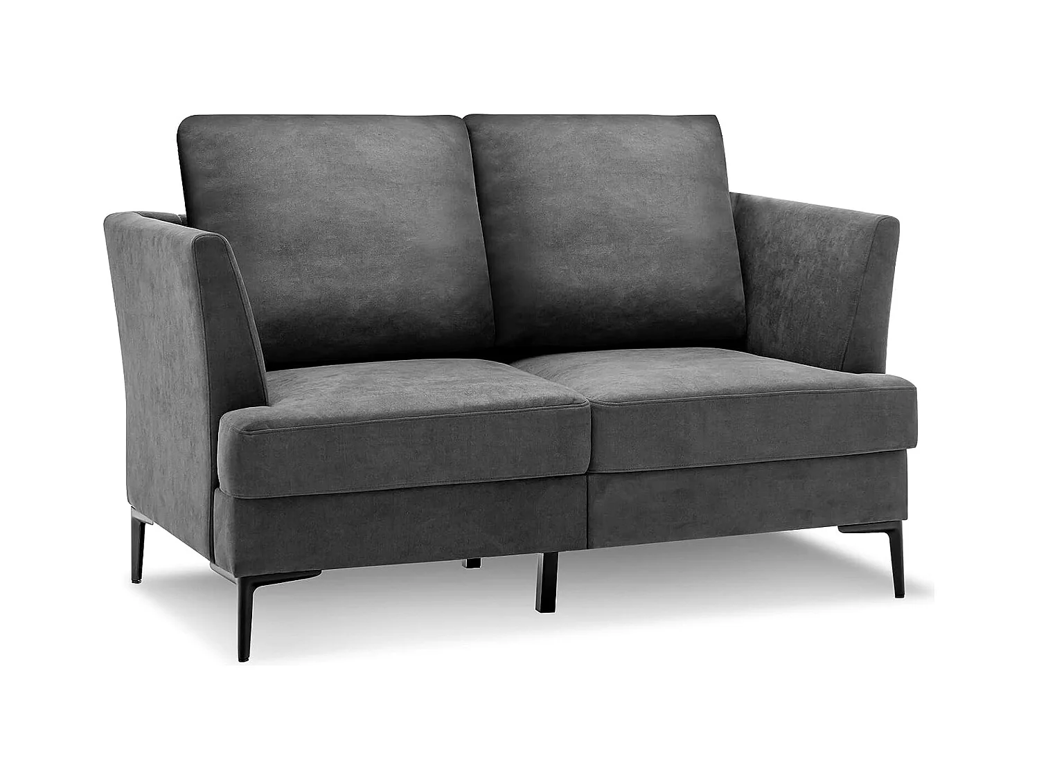Canapé 2 Places Contemporain avec 2 Coussins Amovibles, Assise Large Profonde pour Salon, Appartement, Bureau, 141x80x72cm-Gris