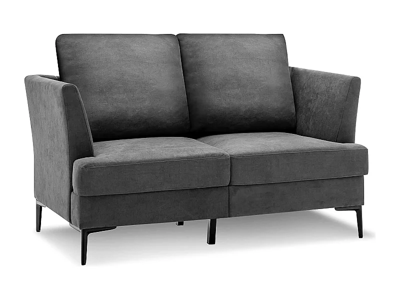 Eigentijdse 2-zitsbank met 2 verwijderbare kussens, brede diepe zitting voor woonkamer, appartement, kantoor, 141x80x72cm-grijs